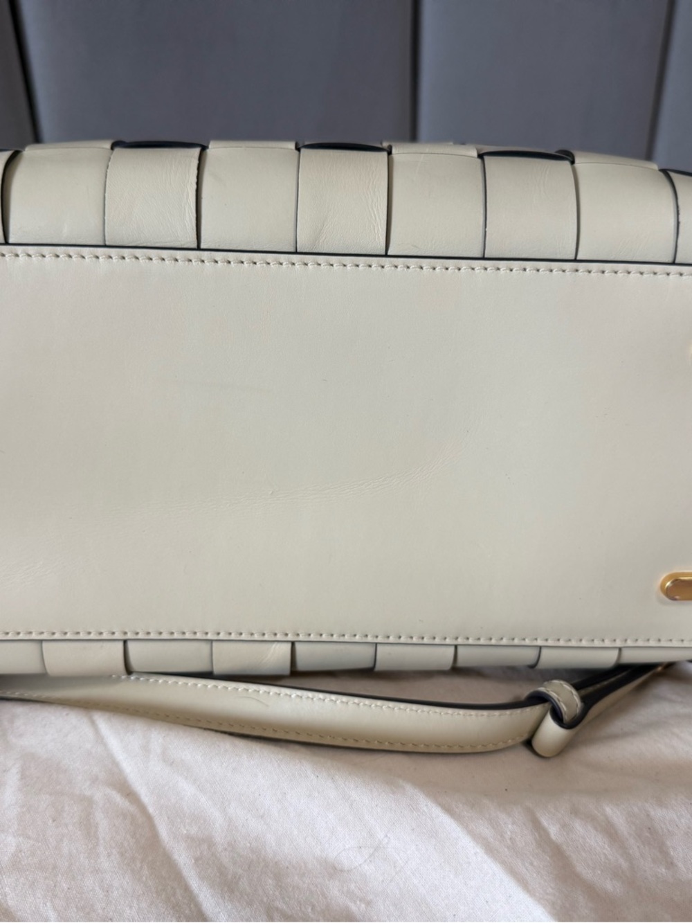 Tory Burch Buttermilk Woven Lee Radziwill double Bag - Picture 3 of 13
